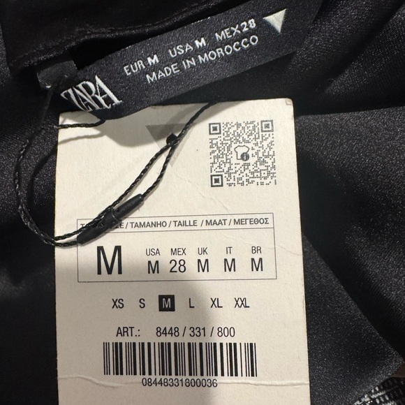 Zara Black Satin Effect Draped Midi Dress M - Picture 2 of 5